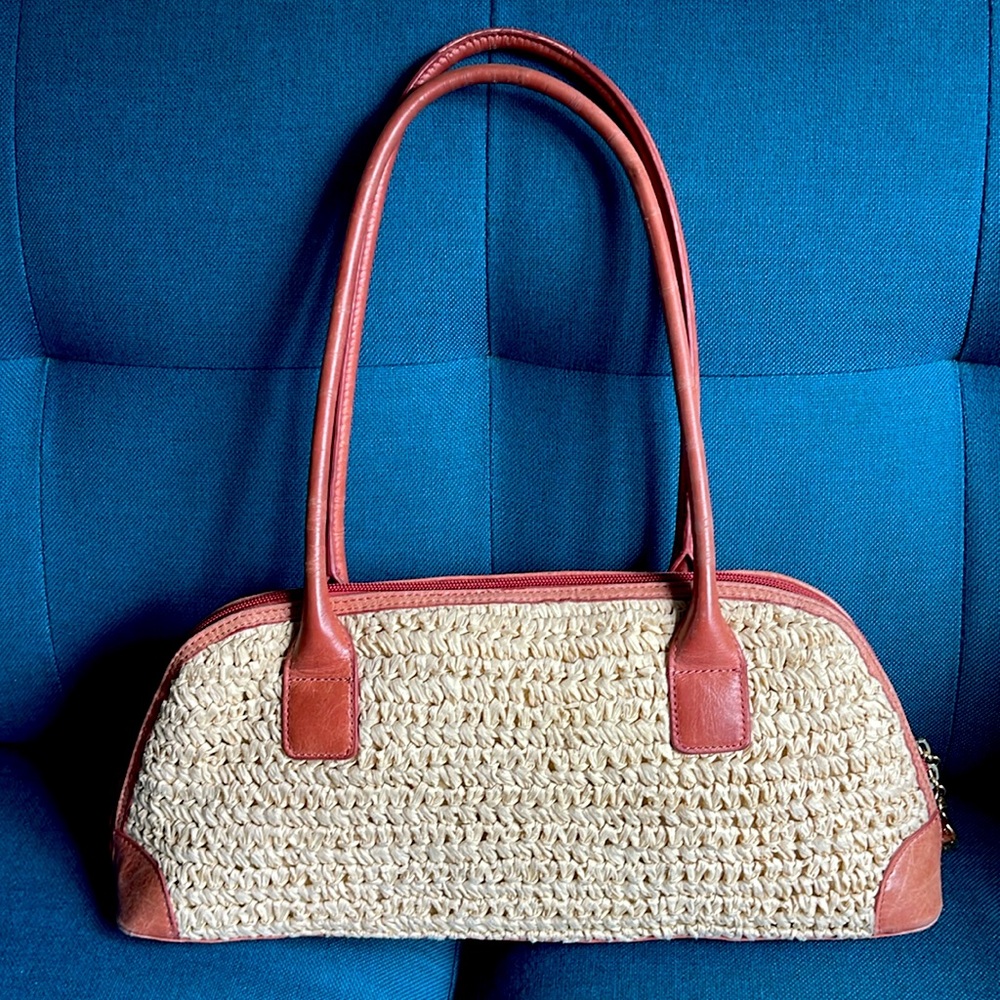 Tori Richard woven straw/leather shoulder bag